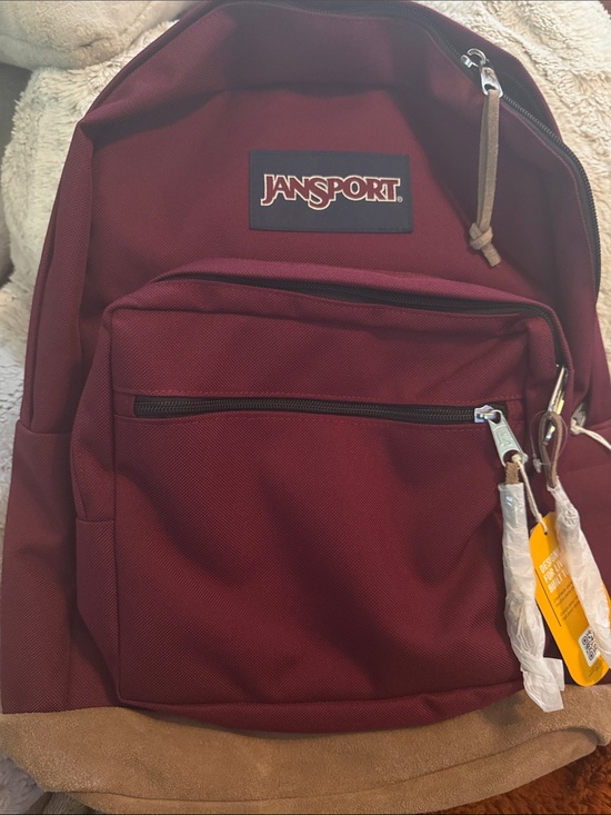 Jansport Other - Jansport Burgundy Backpack with Tan Suede Trim